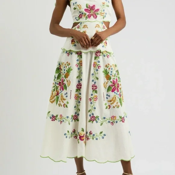 Farm Rio Floral Embroidered Maxi Dress - Picture 2 of 2